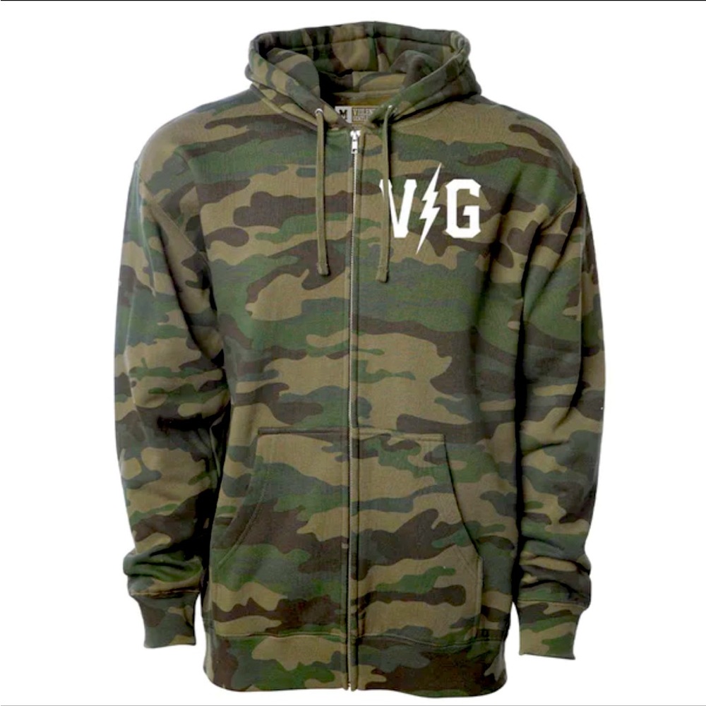 Army camo “VIOLENT GENTLEMEN” Hockey Hoodie- size Large New with tags!